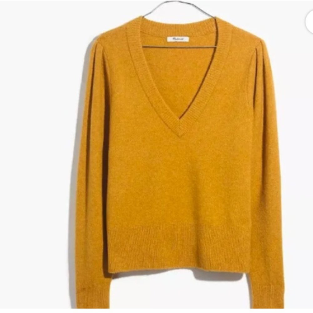 Madewell Westgate V-Neck Sweater Yellow